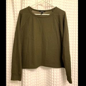 Olive green Forever 21 long-sleeve shirt.
